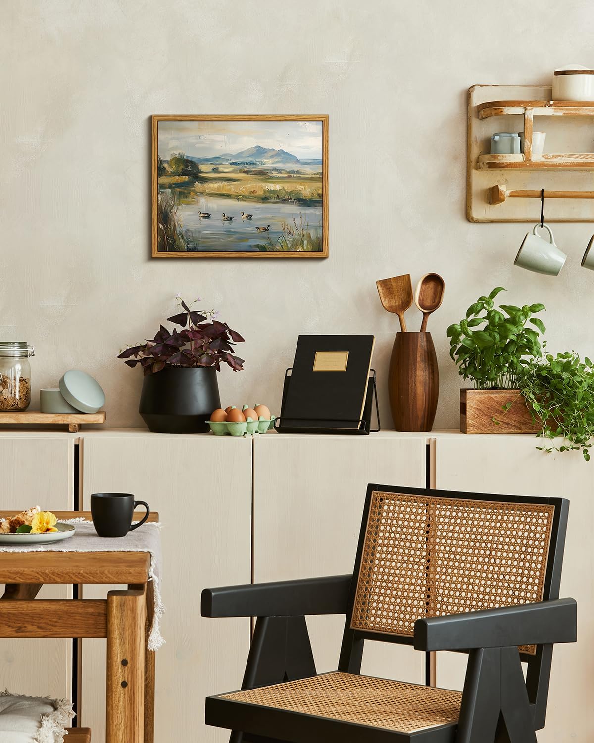 VIYYIEA Framed Wall Art for Living Room, Duck Pond Canvas Prints, Vintage Home Decor, Oil Painting Picture, Bathroom Wall Decor Gifts for Friends or Family -【Duck Pond】-(10L x 8W)