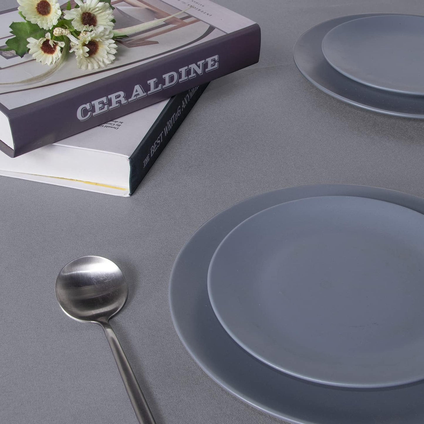 sancua Rectangle Tablecloth - 60 x 84 Inch - Stain and Wrinkle Resistant Washable Polyester Table Cloth, Decorative Fabric Table Cover for Dining Tables, Buffet Parties and Camping, Light Grey