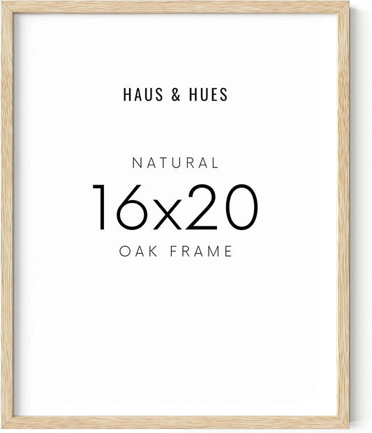 HAUS AND HUES Beige Oak Wood 16x20 Picture Frame - Modern Wood Wall Art Display - Lightweight 16x20 Frame for Art Prints, Photos, Posters - Ready-to-Hang Vertically & Horizontally