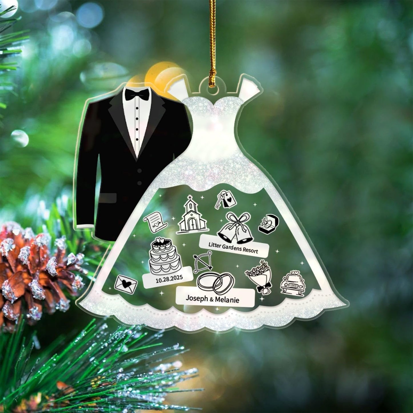 Our First Christmas As Mr & Mrs Ornament 2025, Personalized Marriage Wedding Ornament Gift for Bride Groom Newlyweds, Custom Text Names Husband Wife Married Together Ornaments for Wedding Anniversary