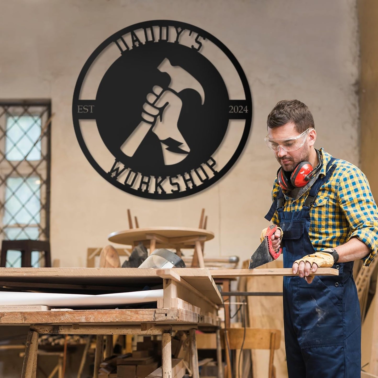 Personalized Metal Signs | Custom Plaque Wall Art | Worshop Metal Sign | Custom Sign Outdoor Metal | Custom Work Shop Metal Sign | Shop Signs | Personalized Father Gifts | Family Name Sign