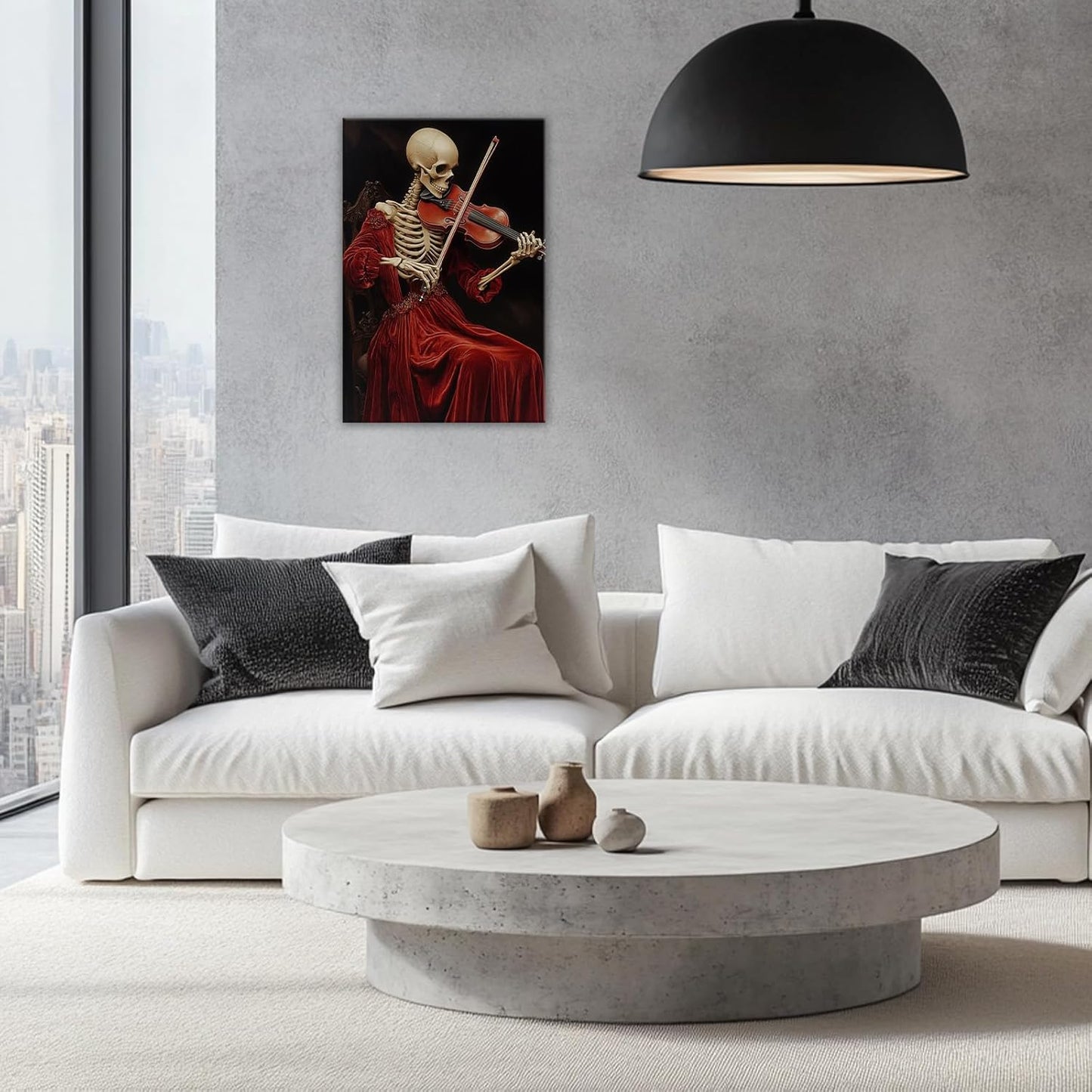 OAAPITI Gothic Skull Violinist Wall Art Macabre Musician Canvas Print Edgy Dark Art Vintage Halloween Decoration for Living Room Bedroom Home Wall Decor(Artwork-9,16"x24")