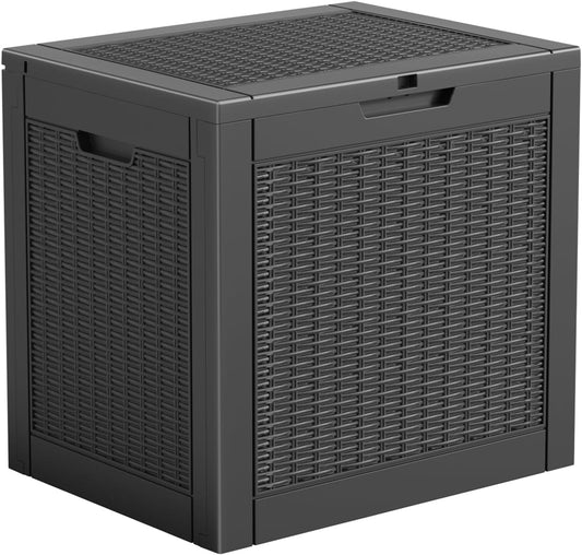 Vixzen 31 Gallon Resin Deck Box - Lockable Outdoor Storage for Patio Cushions, Garden Tools, Pool Supplies，Black