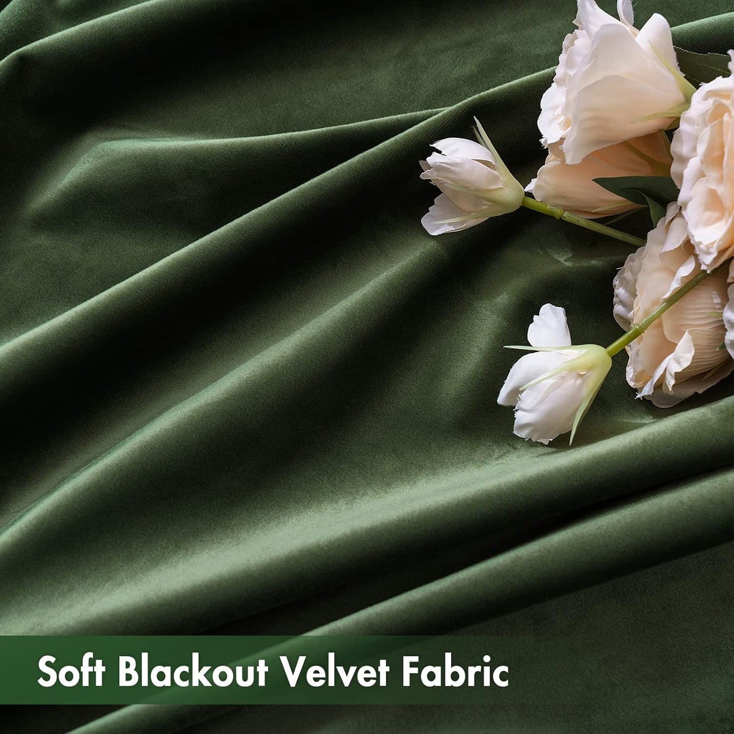 MIULEE Olive Green Velvet Curtains Thermal Insulated Blackout Curtain Drapes for Bedroom Living Room Darkening 108 Inches Long Curtains Panels Rod Pocket Set of 2