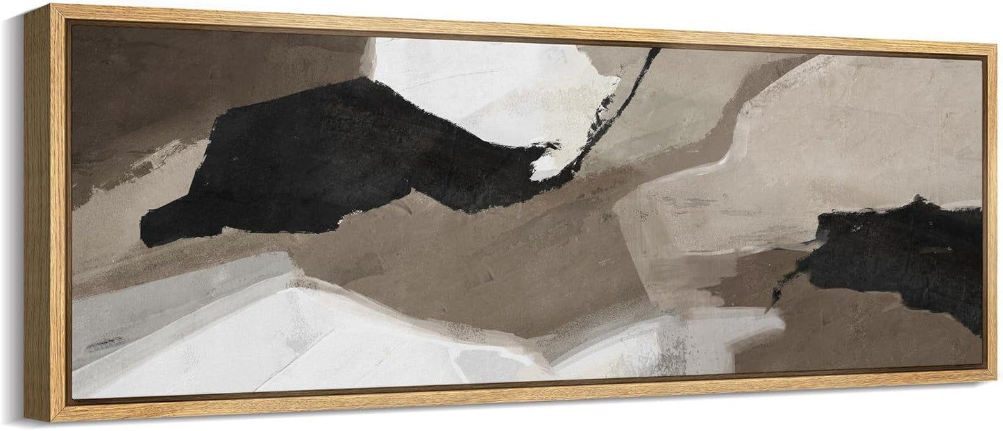 MUDECOR Large Framed Canvas Print Wall Art Abstract Earth Tones Illustrations Antique Retro Fine Art Illustrations Decorative Colorful for Bedroom - 60"x20"