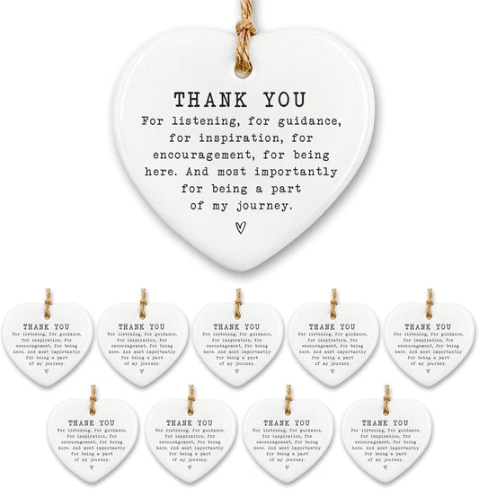 Thank You Appreciation Gifts for Women Men - 10 Pcs for Coworkers, Teacher, Friend, Boss - Leaving Job, Goodbye Farewell Grateful Decoration Heart Shape Keepsake