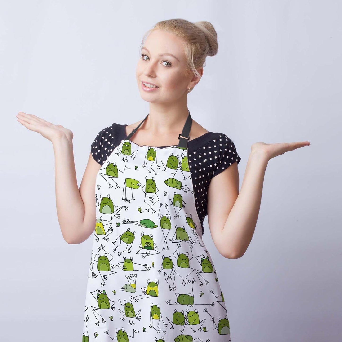 Garden Apron for Women Green Frogs Mans Aprons for Grilling for Kitchen Cooking Restaurant BBQ Painting Crafting Gardening 27” (W) x 31” (H), Waterproof Apron