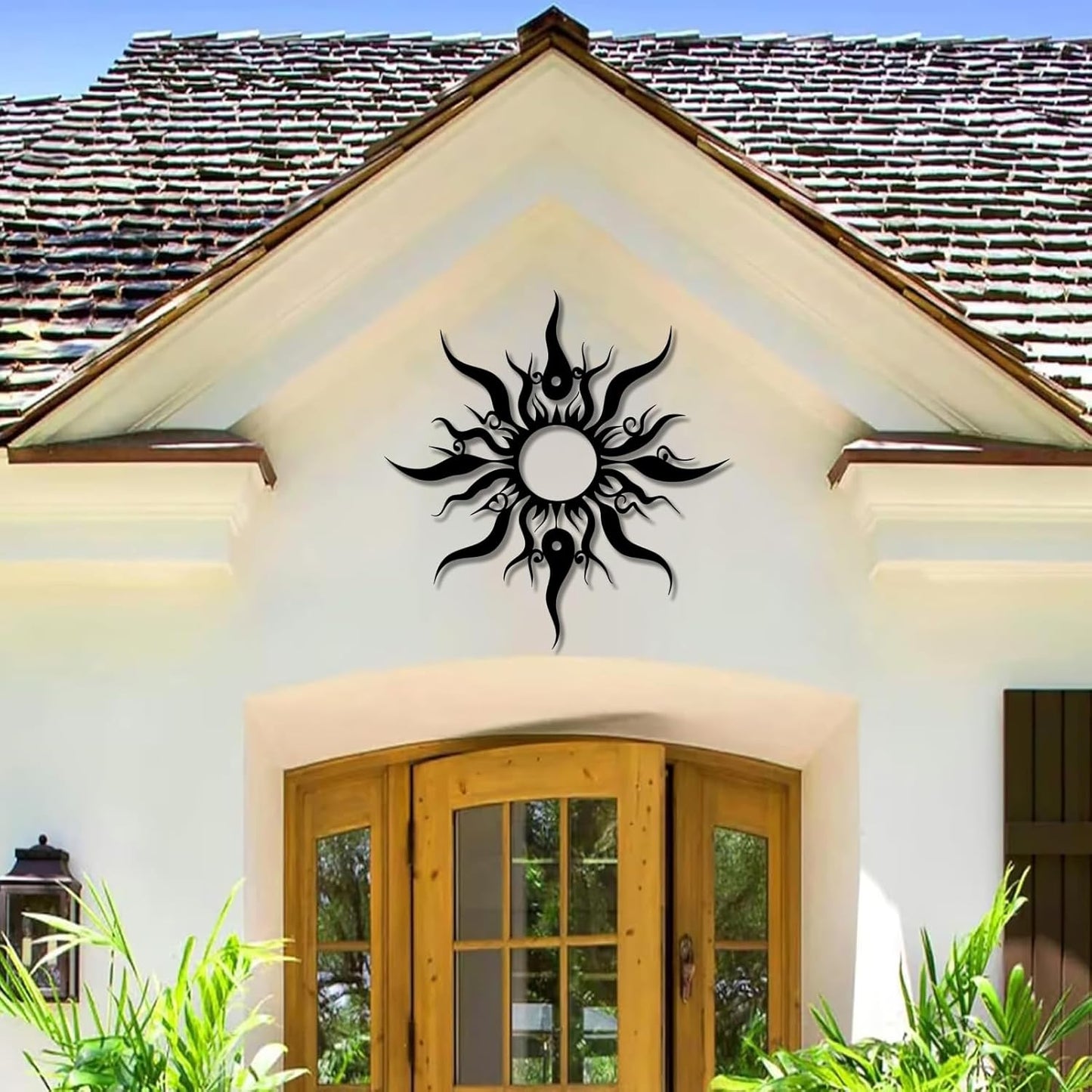 Hotuijxca Metal Wacky Sun Wall Art, Wacky Sun Metal Decor for Livingroom, Bedroom (White, 35"x34"/90x87cm, metal wall art)