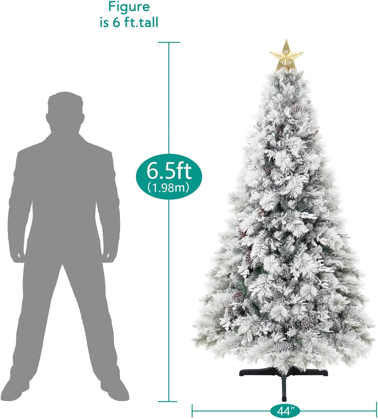 Naomi Home Darla Snowy Christmas Tree 6.5ft/Snow Flocked