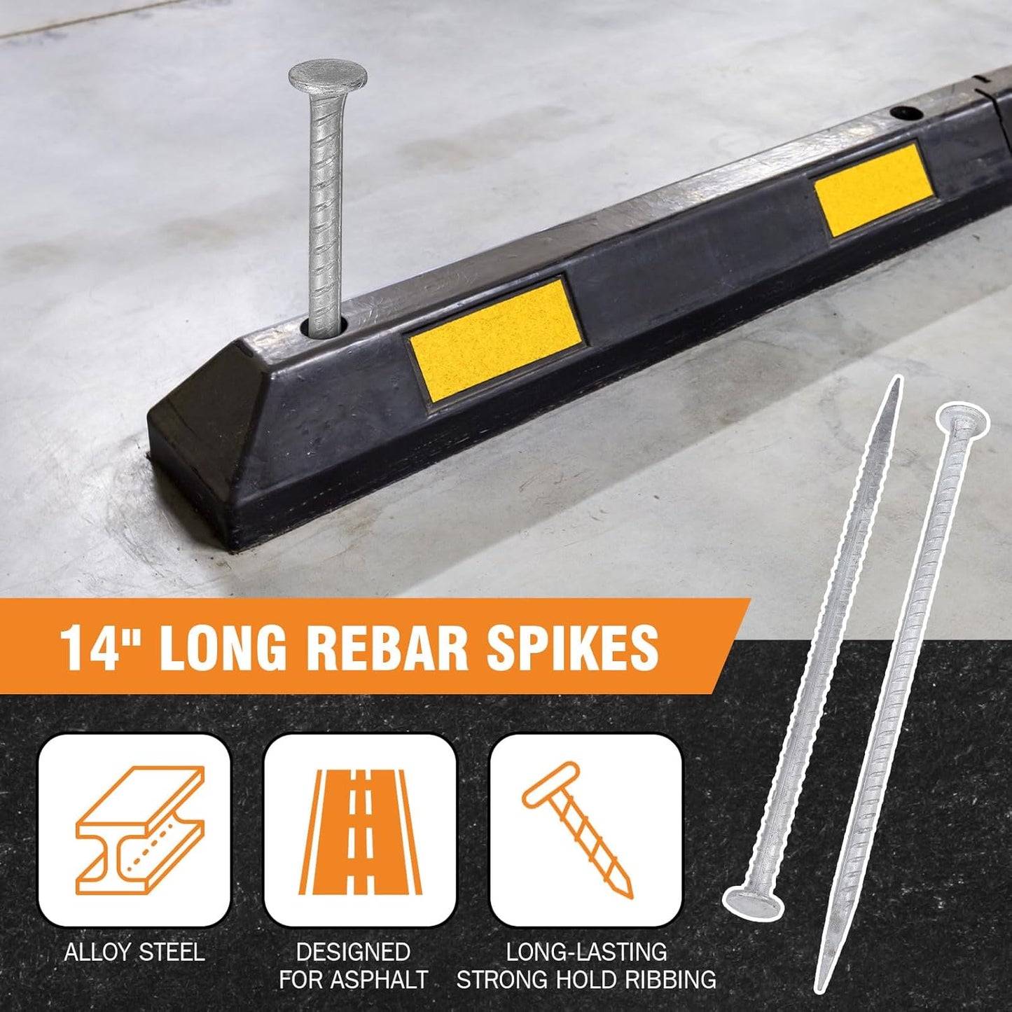 Tandefio 12 Pcs 14 Inch Rebar Stakes, 1/2 Inch Diameter Threaded Galvanized Steel Ground Anchors Plant Support Garden Stakes, Heavy Duty Metal Landscape Spikes for Speed Bump Tent