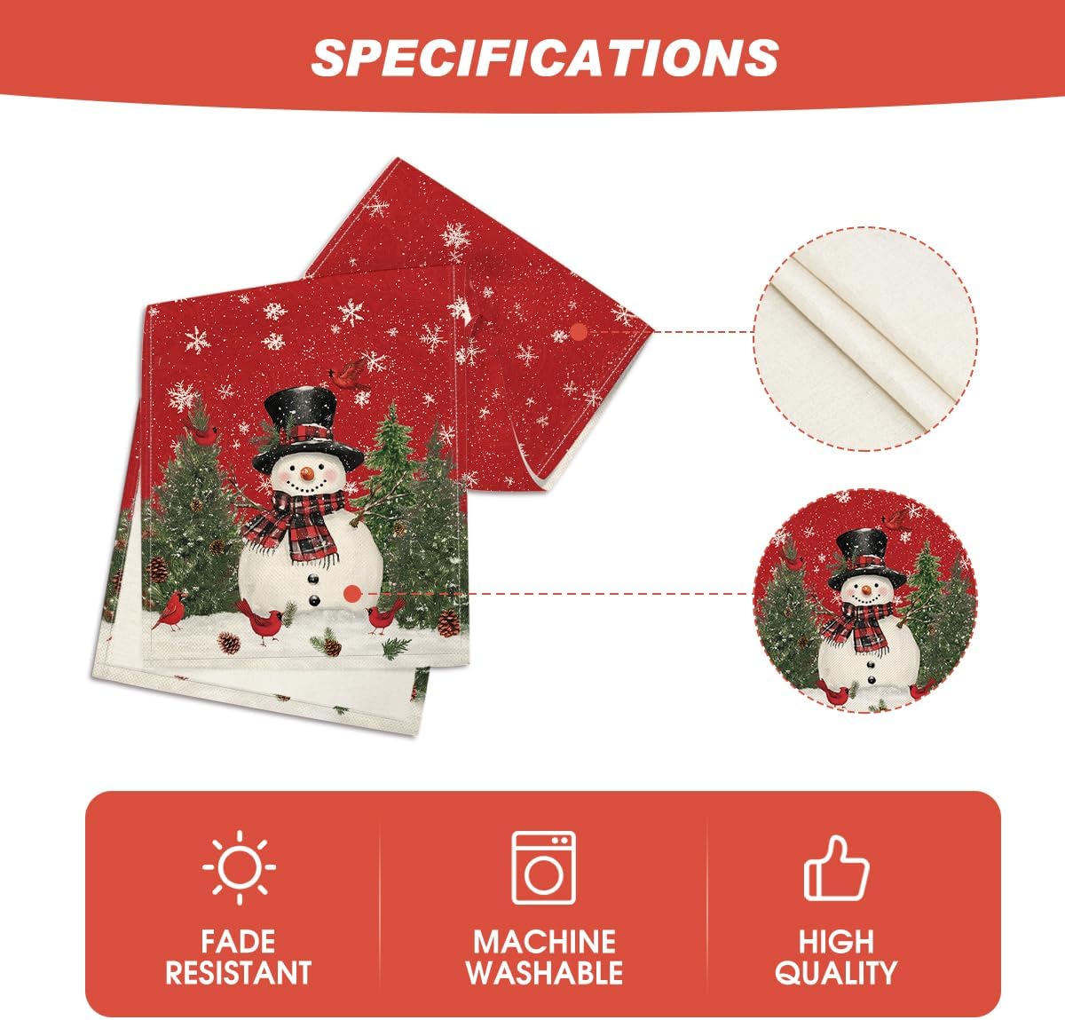 Artoid Mode Snowman Christmas Birds Trees Table Runner, Seasonal Winter Xmas Holiday Kitchen Dining Table Decoration for Indoor Outdoor Home Party Decor 13 x 120 Inch