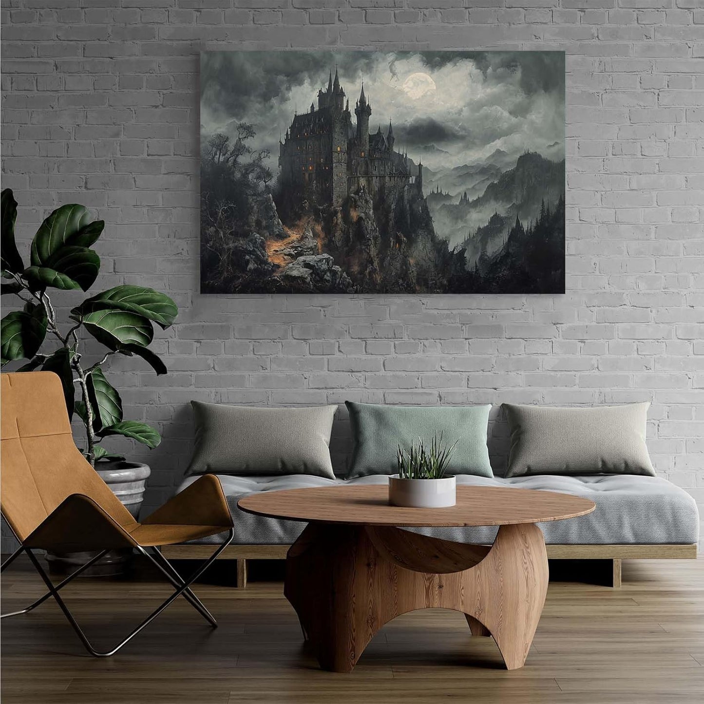 Vintage Castle Poster Dark Academy Victorian Gothic Castle Wall Art Poster Moody Mystical Art Print Suitable for Home Living Room Bedroom28x40in Wood Framed