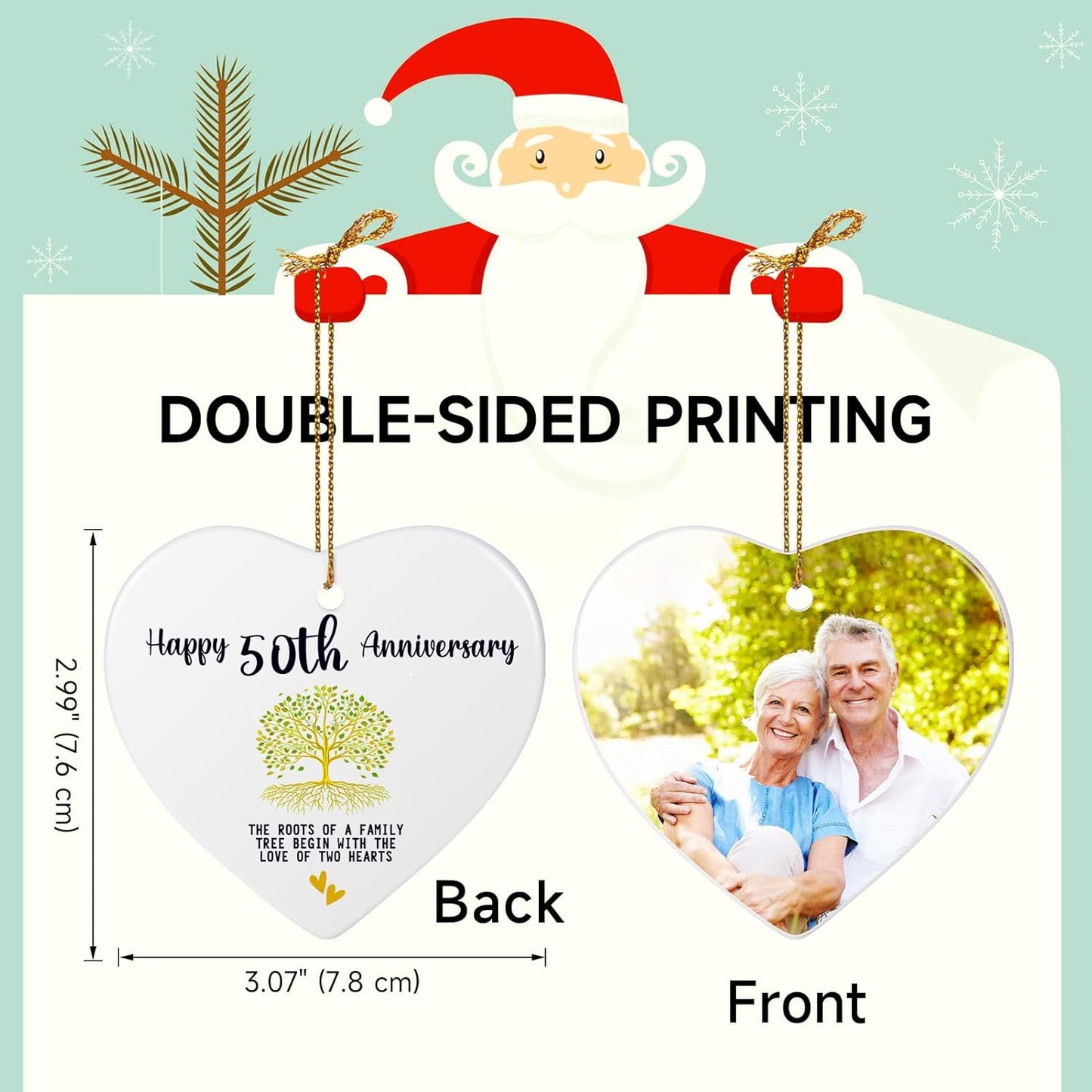 Personalized Wedding Anniversary Ornament 2025, Custom Year Wedding Ornament Gifts for Couple Parents, Heart Ceramic Personalized Christmas Ornaments Decoration