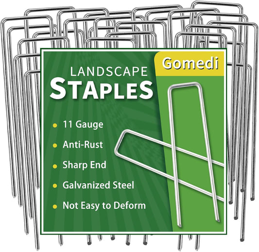 Landscape Staples Galvanized 8 Inch 120 Pcs, Metal Garden Stakes 1.6 Inch, Garden Staples for Lawn 11 Gauge