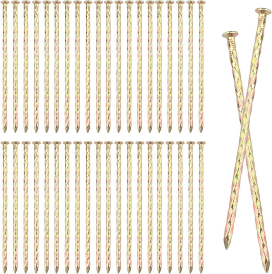 100 PCS 6 Inch Spiral Metal Galvanized Landscape Spikes, Galvanized Non-Rust Metal Garden Stakes, Garden Nails for Artificial Turf, Weed Barrier, Tent, Carpentry and More, by GENHAKON.