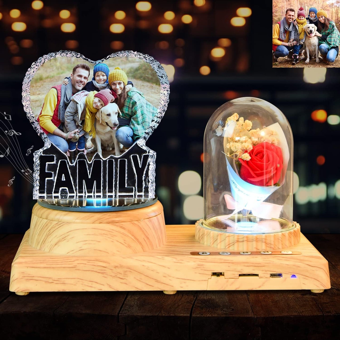 2D Crystal Photo, Personalized Gift with Your Own Photo Lamp, Custom Photos Crystal Night Light Gifts USB Low Power Lamp Birthday Christmas Family, Lover, Baby, Child Gifts