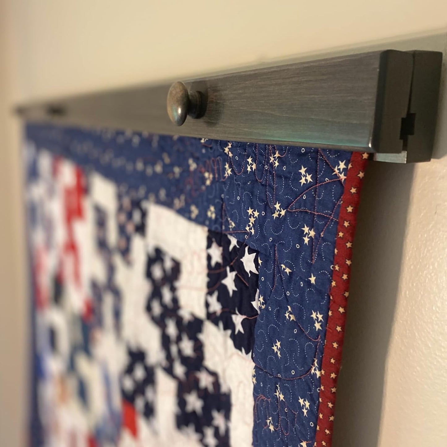 RRD Amish Made Quilt Rack Wall Mount - Rustic Tapestry Hangers for Rugs, Tapestries & Quilts - Maple Wood, Antique Slate Stain, 42'