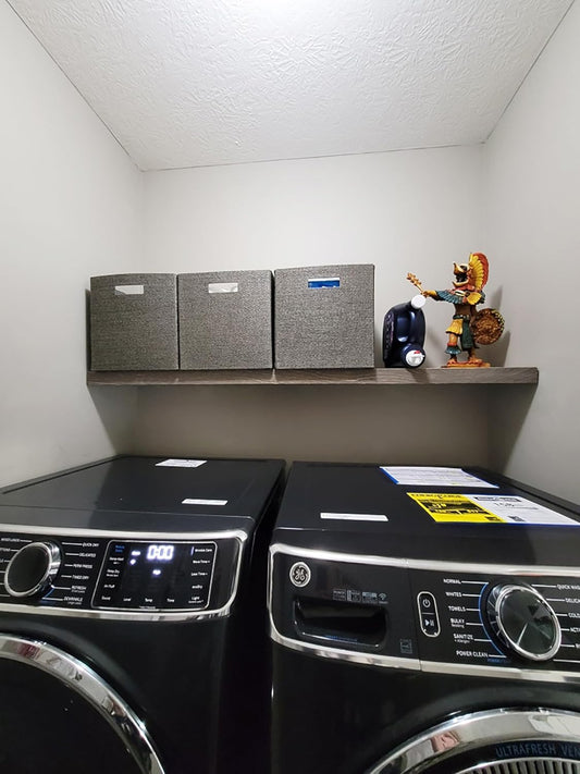 joelsantiques 60 Inch Wooden Floating Shelves for Wall - 60x8x2 in - Made of Natural Wood - Long Wall Shelves for Bedroom - Perfect for Living Room, Kitchen - Made in USA - Gray