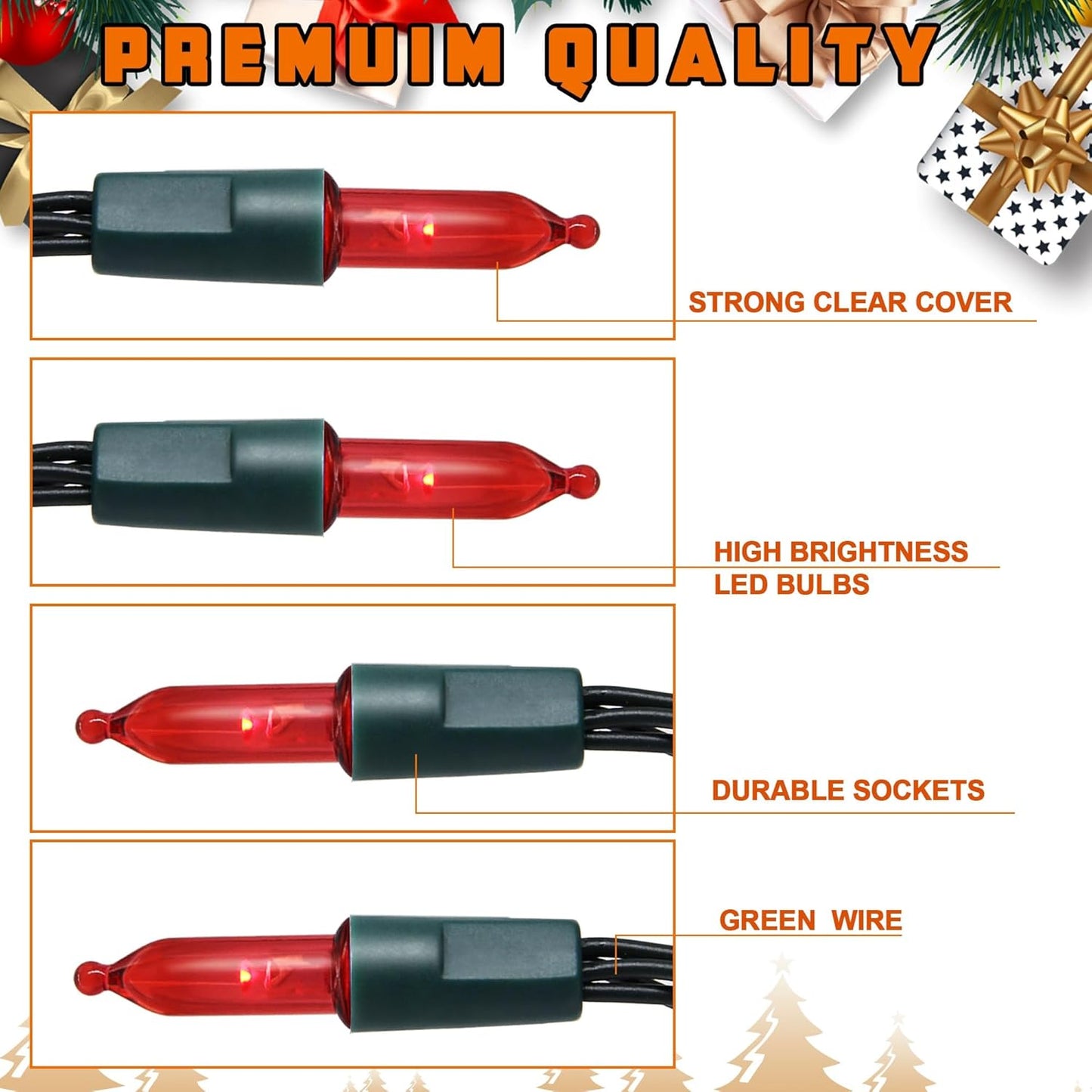 Joliyoou 2 Packs Total 100 LEDs 32ft Multicolored Christmas String Lights, Battery Operated Christmas Mini String Lights with 8 Lighting Modes, Indoor Outdoor LED Xmas Fairy String Lights with Timer