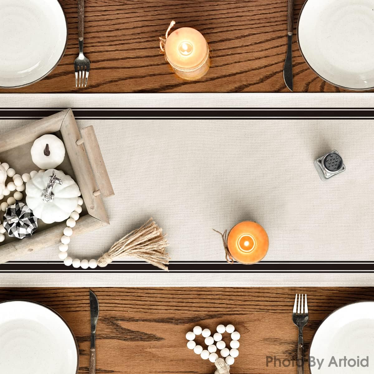 Artoid Mode Hello Fall Pumpkin Table Runner, Seasonal Harvest Vintage Thanksgiving Kitchen Dining Table Decoration for Indoor Outdoor Home Party Decor 13 x 48 Inch