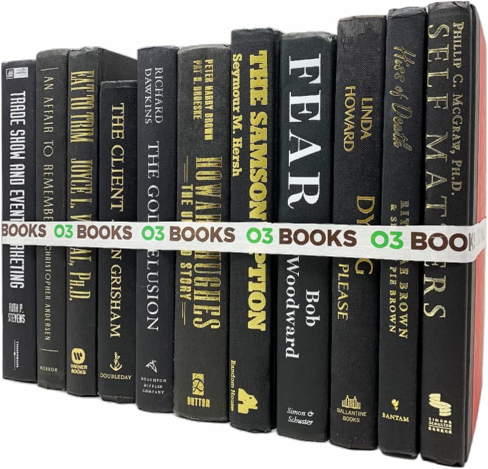 Curated Decorative Books Hardcover Décor Books for Home Décor, Choose Color, Interior Design, Office, Wedding Display, Instant Library, or Staging (Black, One Foot)