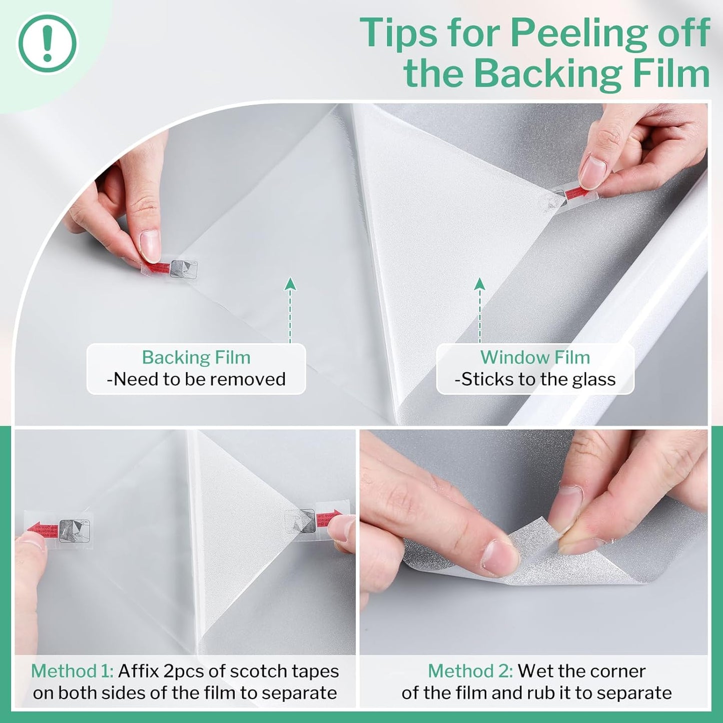 DOWELL Window Privacy Film, Frosted Glass Window Film, Static Cling Non-Adhesive Glass Clings, Sun Blocking Opaque Coverings, Reusable Door Stickers for Bathroom Home Office, Pure, 17.5"x118.1"