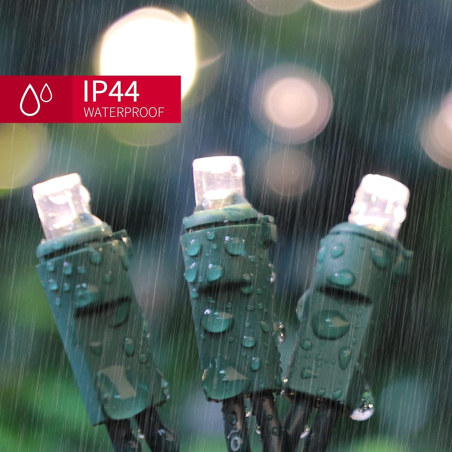 Warm White Wide Angle LED String Lights, 64.8 Ft 300 Count, Pack of 3 Strands 21.9 Ft 100 Lights UL Certified Commercial Grade Green Wire 5mm Holiday String Light