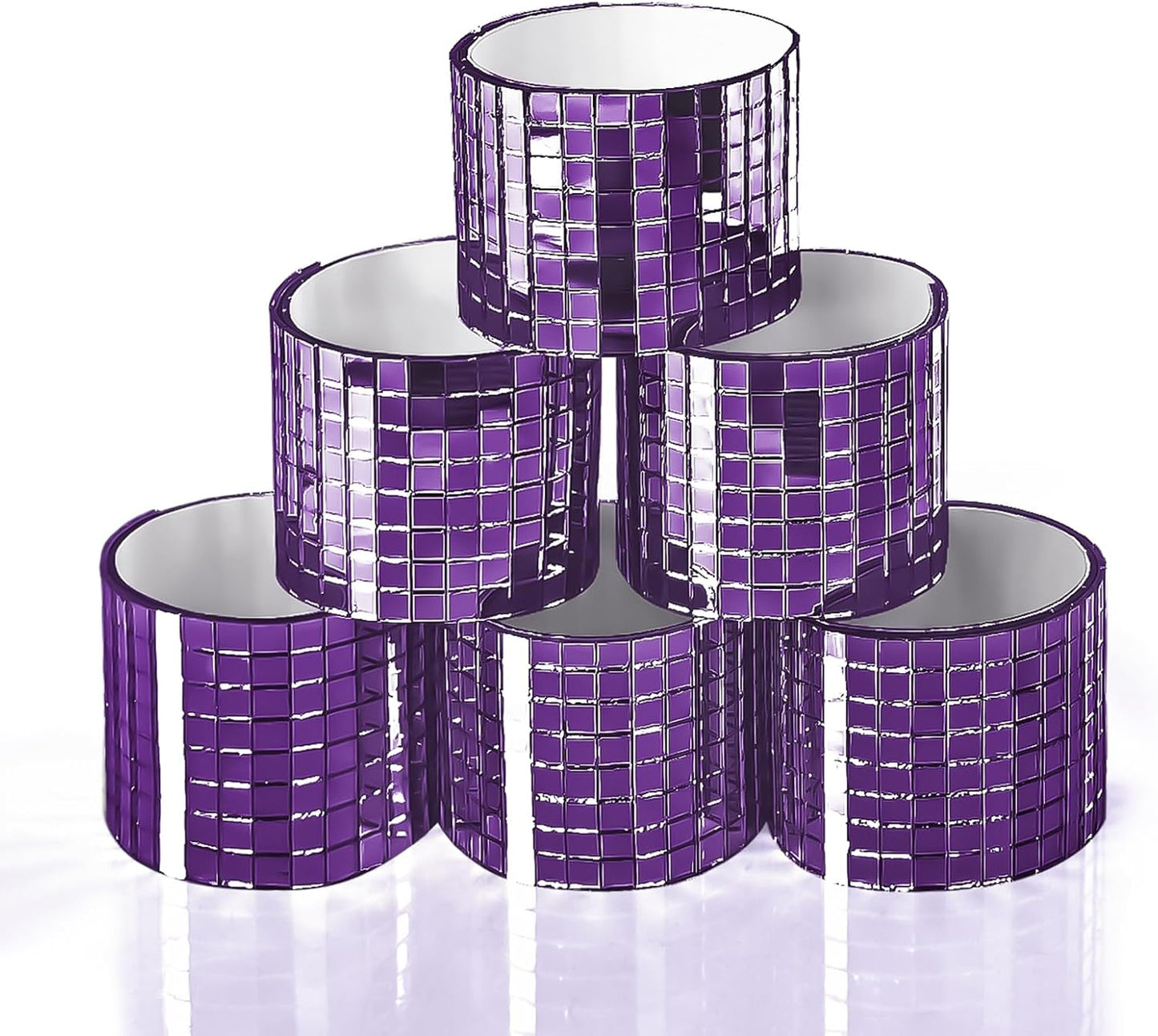 Art3dwallpanels 6 Pack Self Adhesive Glass Mirror Mosaic Disco Tiles Small Square Mirror Sticker for for DIY Disco Ball, Disco Cowboy Hat, Vase, Bottle, Interior Decoration, 2364 Pieces, Purple