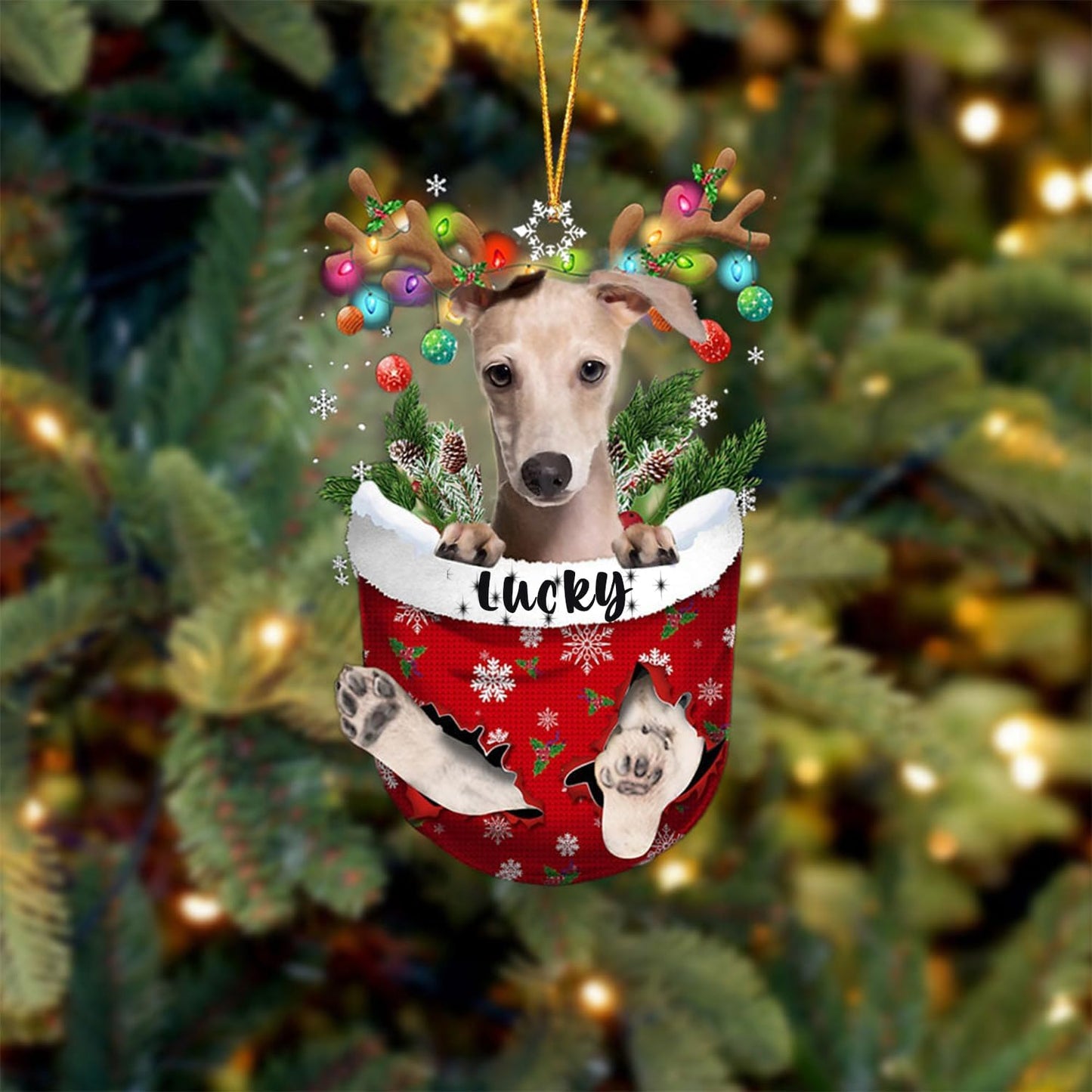 Italian Greyhound Dog Christmas Ornament, Italian Greyhound in Snow Pocket Christmas Tree Ornament, Dog Lovers Gift Idea Xmas, Christmas Decorations for Tree, Christmas Ornament Gift for Dog Lovers