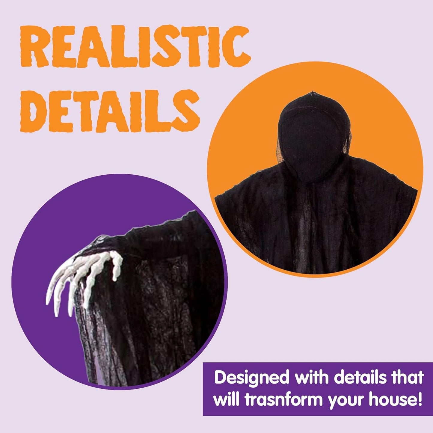JOYIN 63” Halloween Decorations Outdoor Grim Reaper,Dark Faceless Hanging Ghost Decor in Black Horror Robe for Halloween Yard Tree Graveyard Hanging Decorations Haunted House Outside Decor