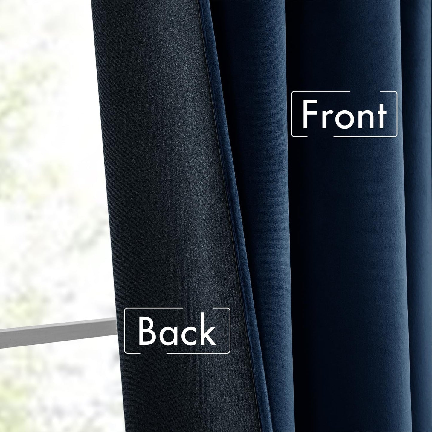 MIULEE Navy Blue Velvet Curtains 108 inches Long 2 Panels - Luxury Pinch Pleated Room Darkening Window Drapes for Bedroom Living Room Thermal Insulated Super Soft Blackout, Back Tab Rod Pocket