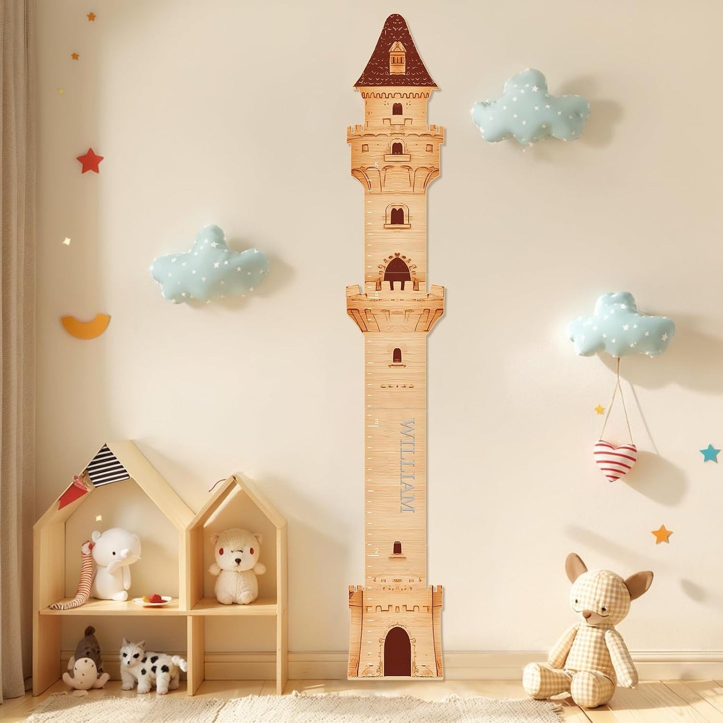 Personalized Name Growth Chart, Castle Height Chart, Customized Name Measuring Board for Kids Height, Kids Growth Measurement Decorative Wall Sticker, Nursery Growth Chart Ruler