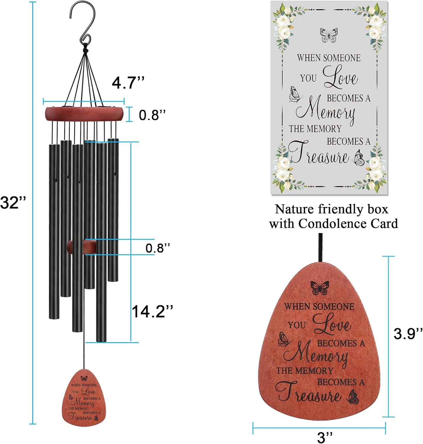 Memgift Wind Chimes for Outside Memorial Wind Chimes for Loss of Loved One Remembrance Sympathy Gifts for Loss of Loved One Outside Keepsake When Someone You Love