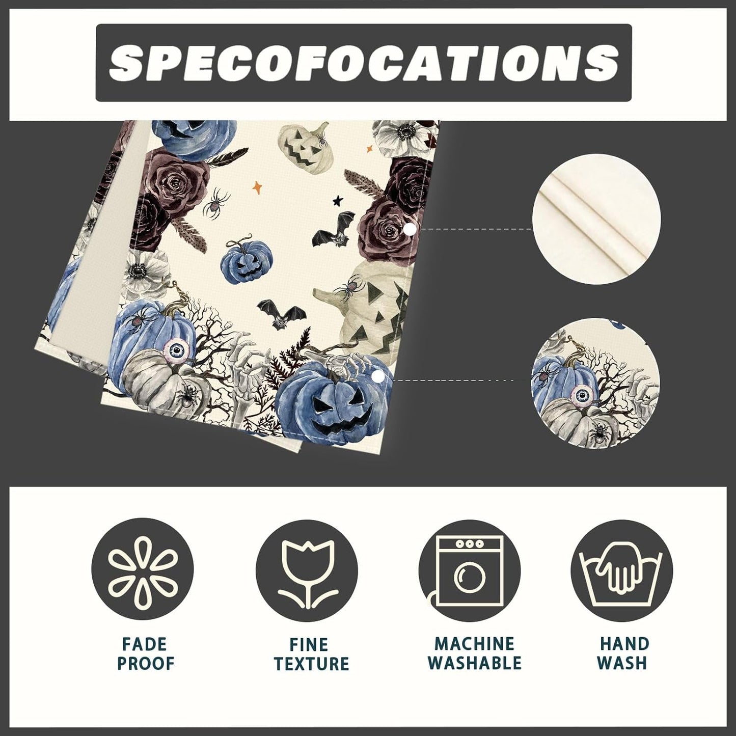 XCHI Spooky Blue Pumpkin Halloween Table Runner Party Table Decoration for Home Kitchen Dining Holiday Decor 13x36 Inch