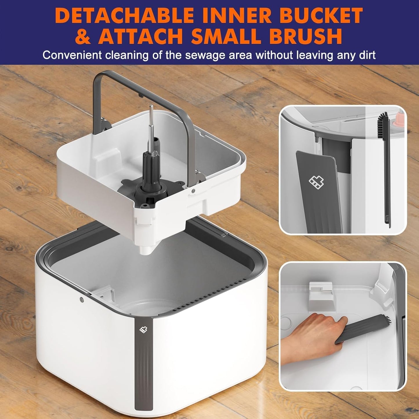 KZKR Spin Mop and Bucket Set with Self Separation Dirty and Clean Water System, Self Wringing 360° Rotating Square Mop Head for Home Floors Cleaning (2.0 Mop and Bucket Set (6 Pads) Ship by Amazon)