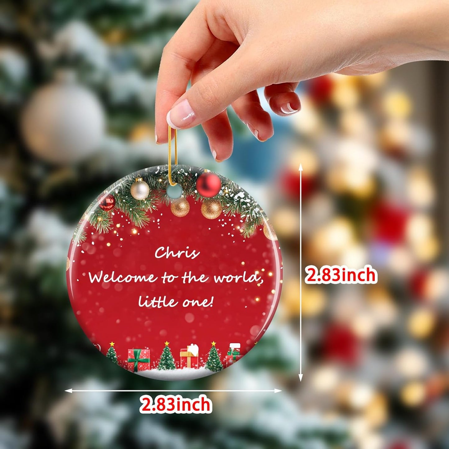 Personalized Christmas Ornaments 2025 - Custom Double-Sided Photo Ceramic Xmas Tree Hanging Decor, Unique for Family Friends (A01-Ceramic Style)