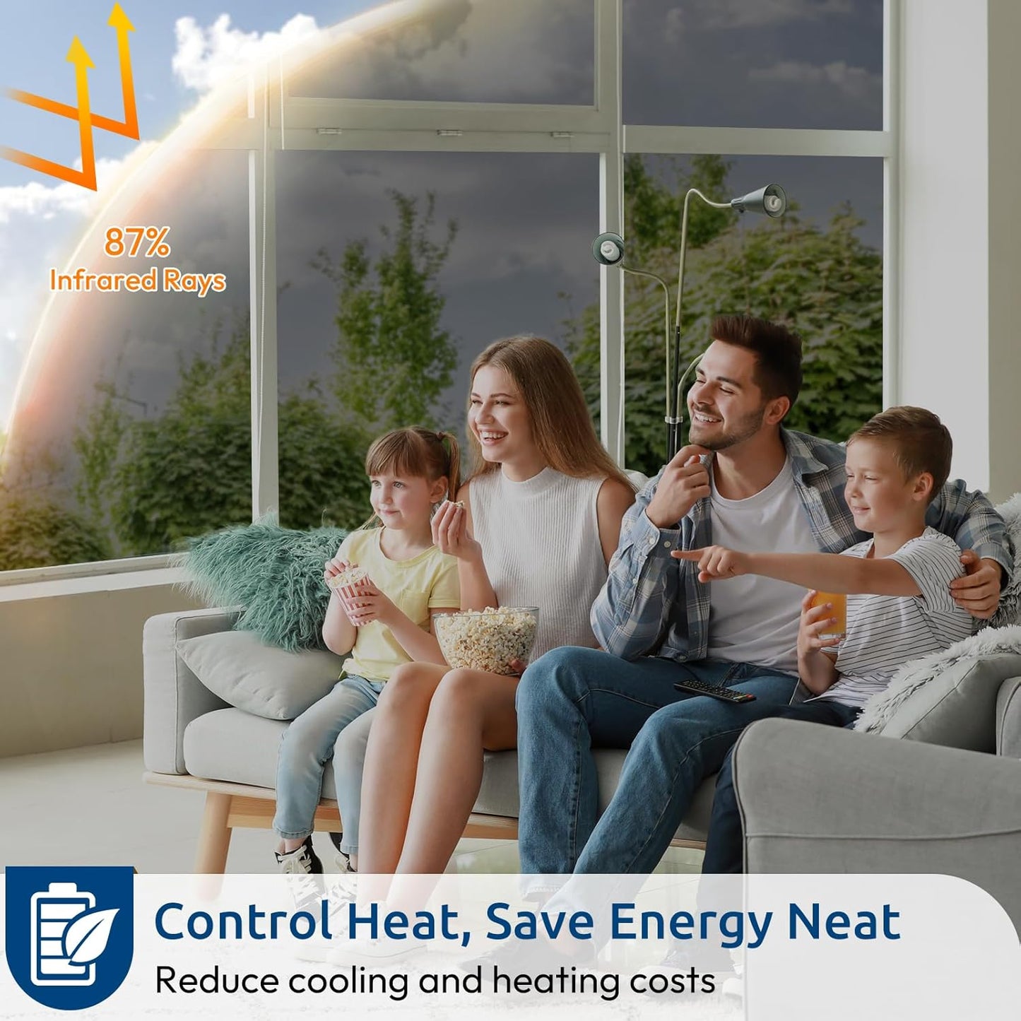 rabbitgoo Window Privacy Film One Way Window Tint for Home, Removable Reflective Heat Sun Blocking Anti UV Glass Door Covering, Mirror Tinting Film House Office, 35.4 in X 13.1 Feet, Black Silver