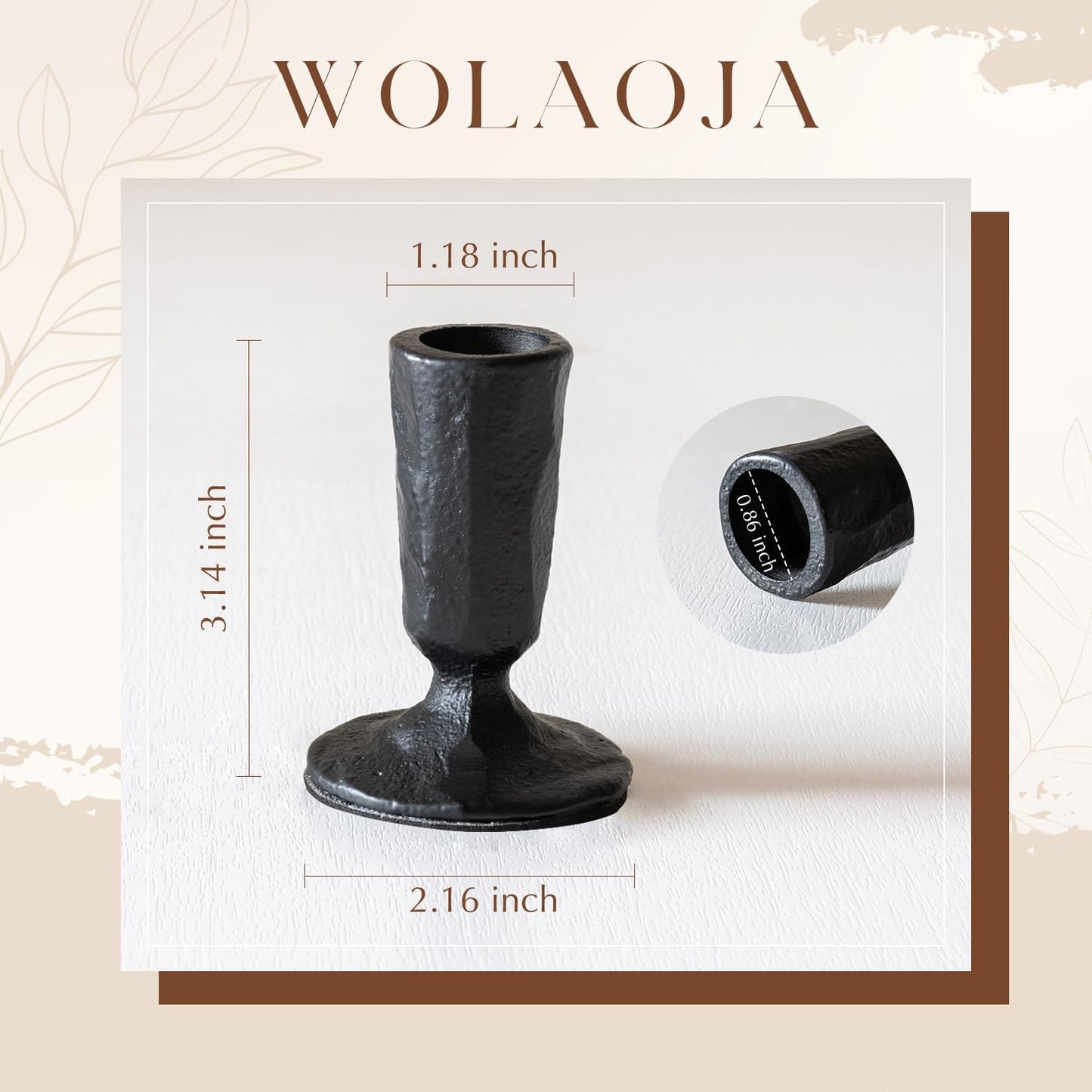 Candle Sticks Holder Decor, Set of 2 Vintage Black Candle Holders, Modern Decorative Tapered Candlestick Holders Centerpiece for Dining Table Centerpiece, Wedding, Party Decor