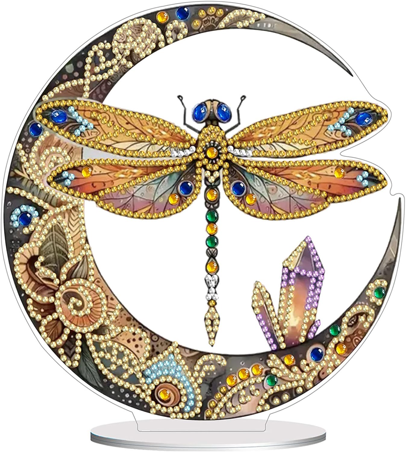 Diamond Painting Kits for Adults Beginners, 5D Full Drill Dragonfly Crystal Art Desktop Ornament, DIY Single Sided Home Office Desk Decor, Creative Craft Gift Set with Tools