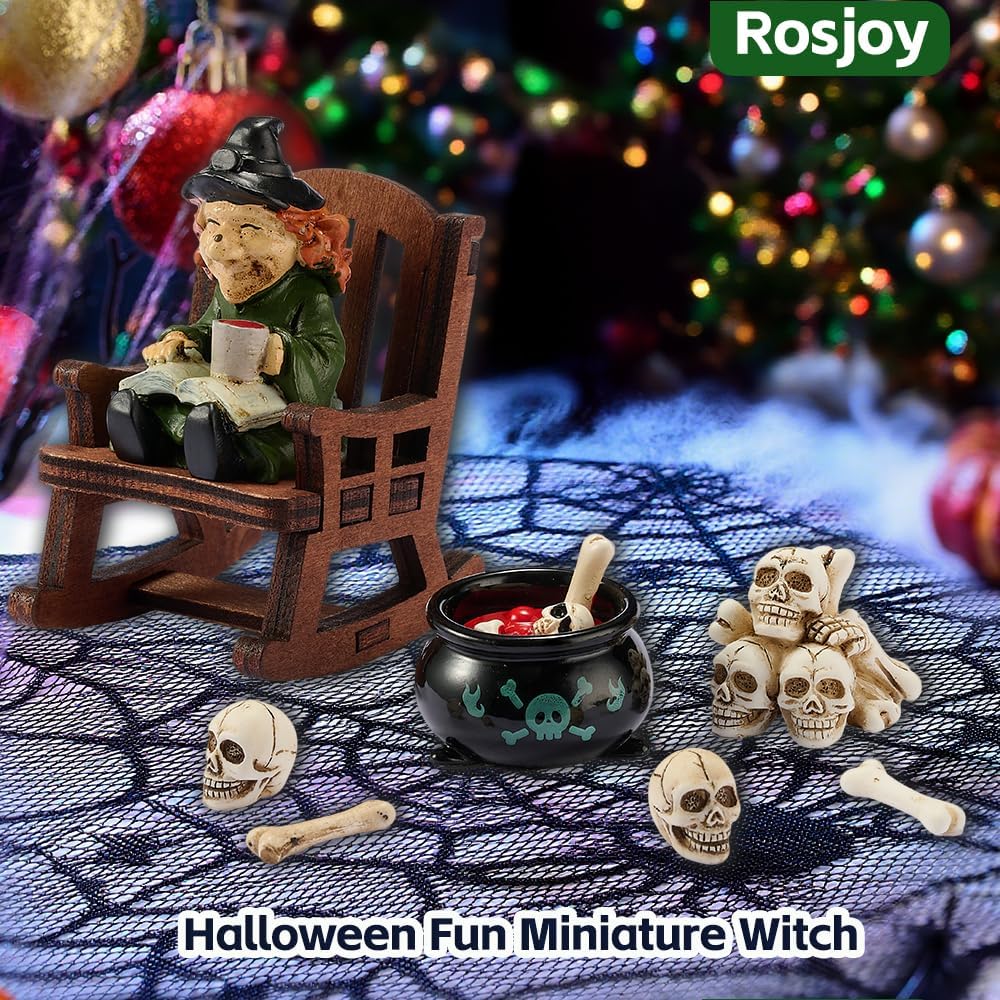 Halloween Fun Miniature Witch Figurine,Gothic Horror Resin Witch Decor,for Bookshelf Decor,Desk Trinkets,Collectible,Party Gifts