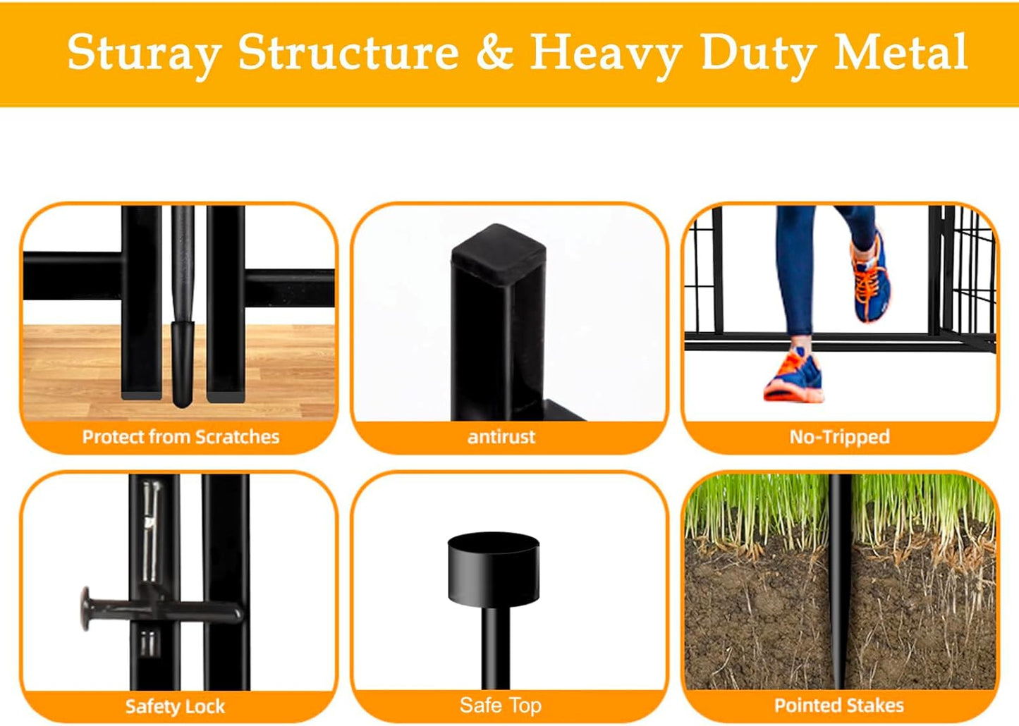 Animal Barrier Fence, 40 in(H)×27 in(L) 14 Panels Total 31 Ft(L), Garden Fence with Gate, Flower Bed Fencing, Black Metal Decorative Garden Fencing, Fence for Dogs Outside