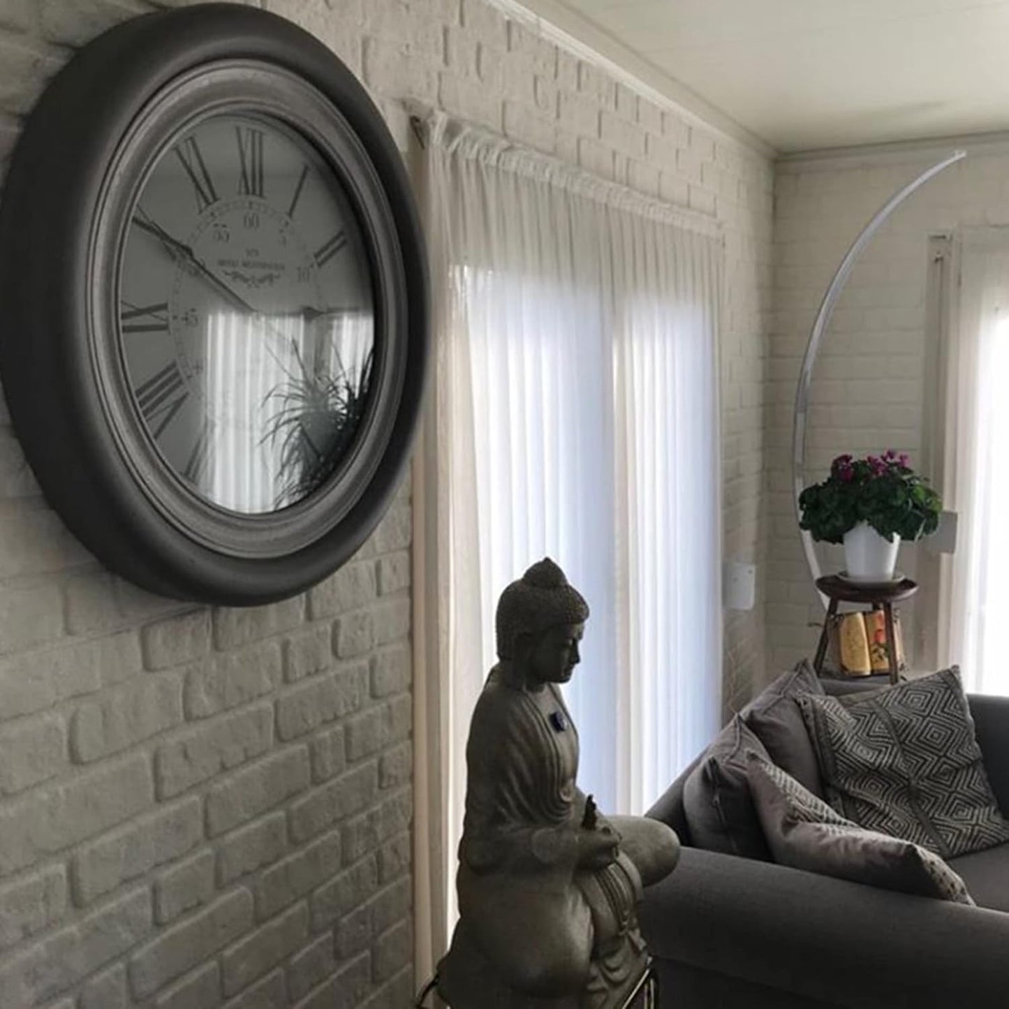 Dundee Deco 3D Wall Panels Faux Brick - Cladding White Stone Look Wall Paneling, Styrofoam, Sample, Size 10 x 10 in.