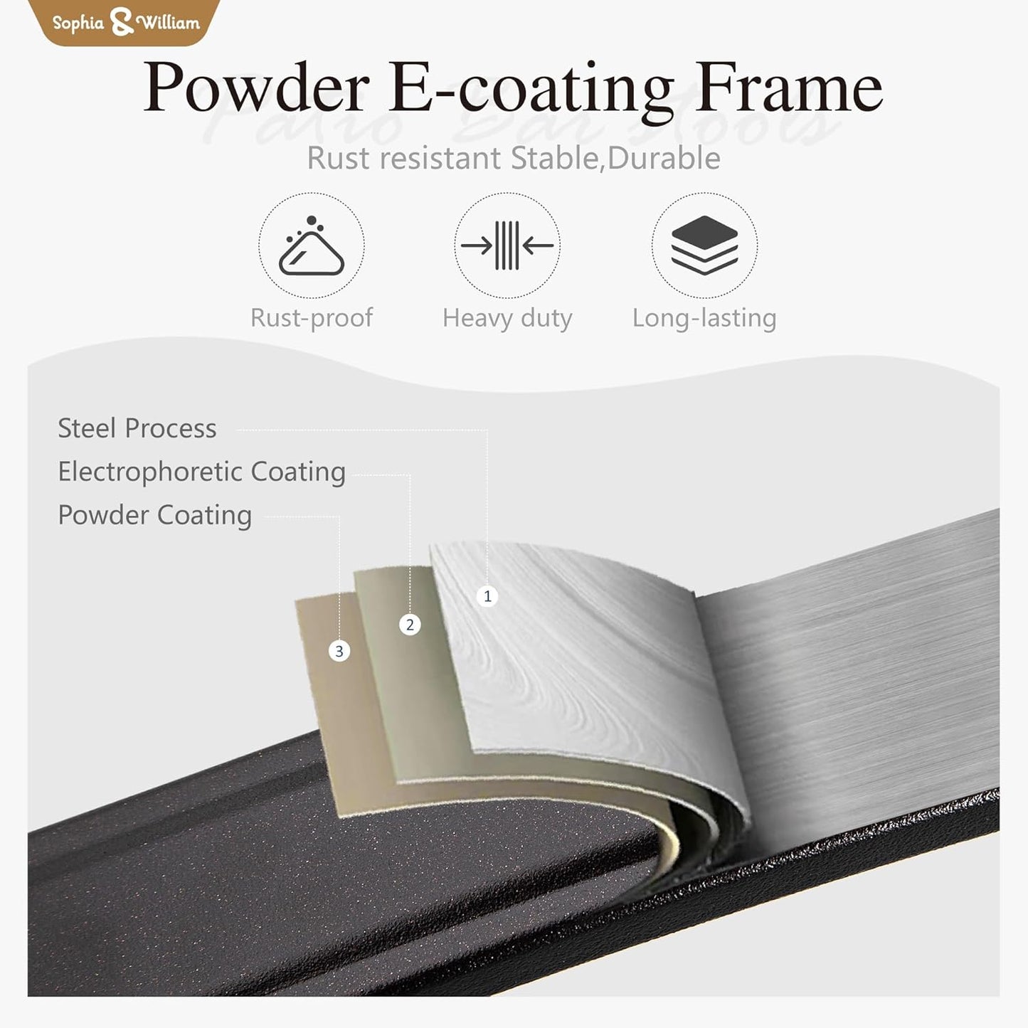 Sophia & William Outdoor Bar Set, Patio Bar Table and Chairs Set, Bar Height Patio Set - 2 x Swivel Bar Chairs(Grey), 1 x Rectangular Bar Table(Wood-Like)