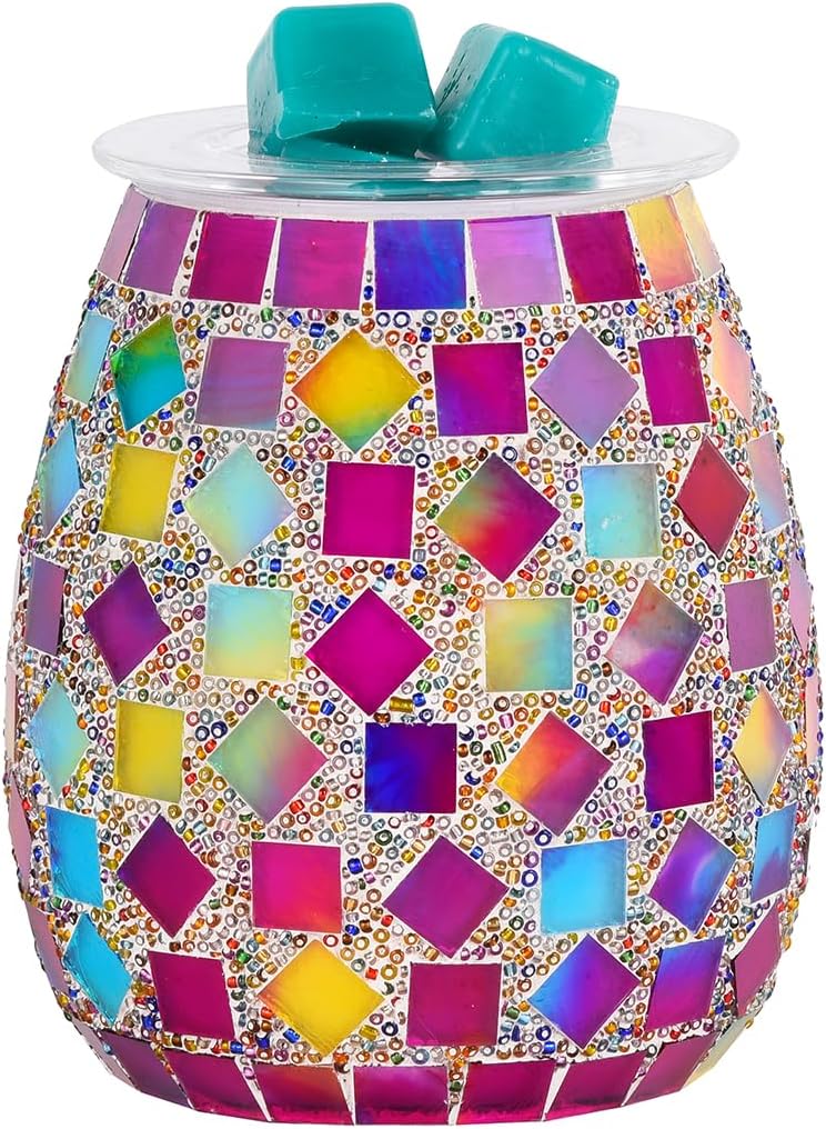 Dicimi Mosaic Glass Wax melt Warmer, Candle Wax Warmer, Electric Oil Burner,Wax Warmer for Scented Wax, for Essential Oil Burner & Wax Melts Burner MSK00012