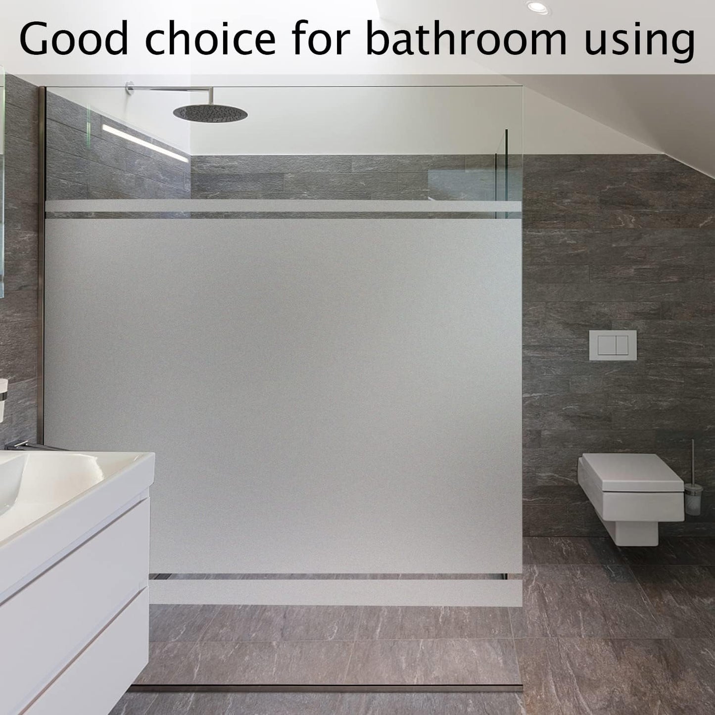 HIDBEA Frosted Window Privacy Film Heat Control UV Blocking, Static Cling Non-Adhesive Reusable Door coverings for Bathroom Home Office (Frosted 23.6 Inch x 9.8 Feet)