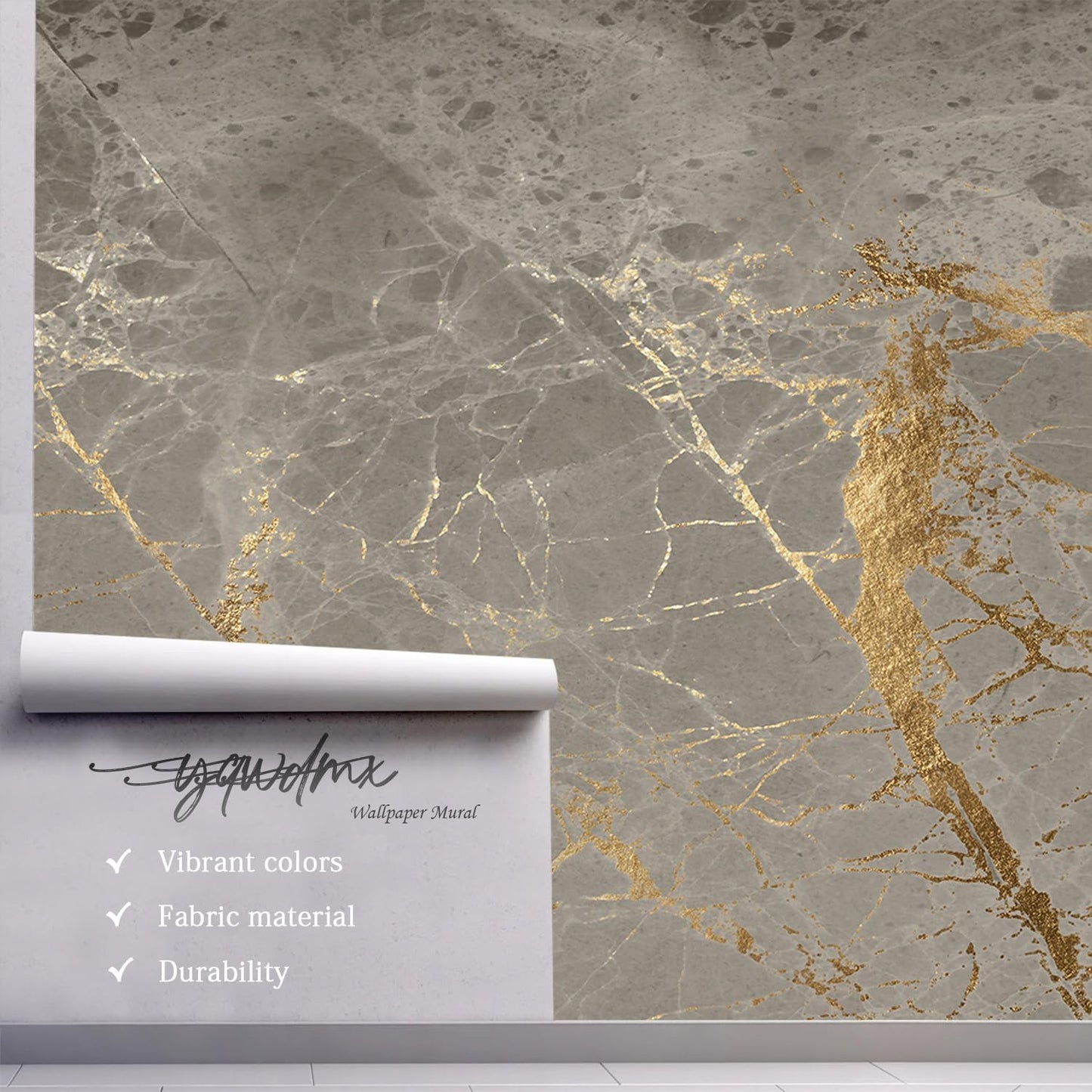 -Gold Abstract Marble Texture Bedroom Wallpaper XT15 S 100" x 65"