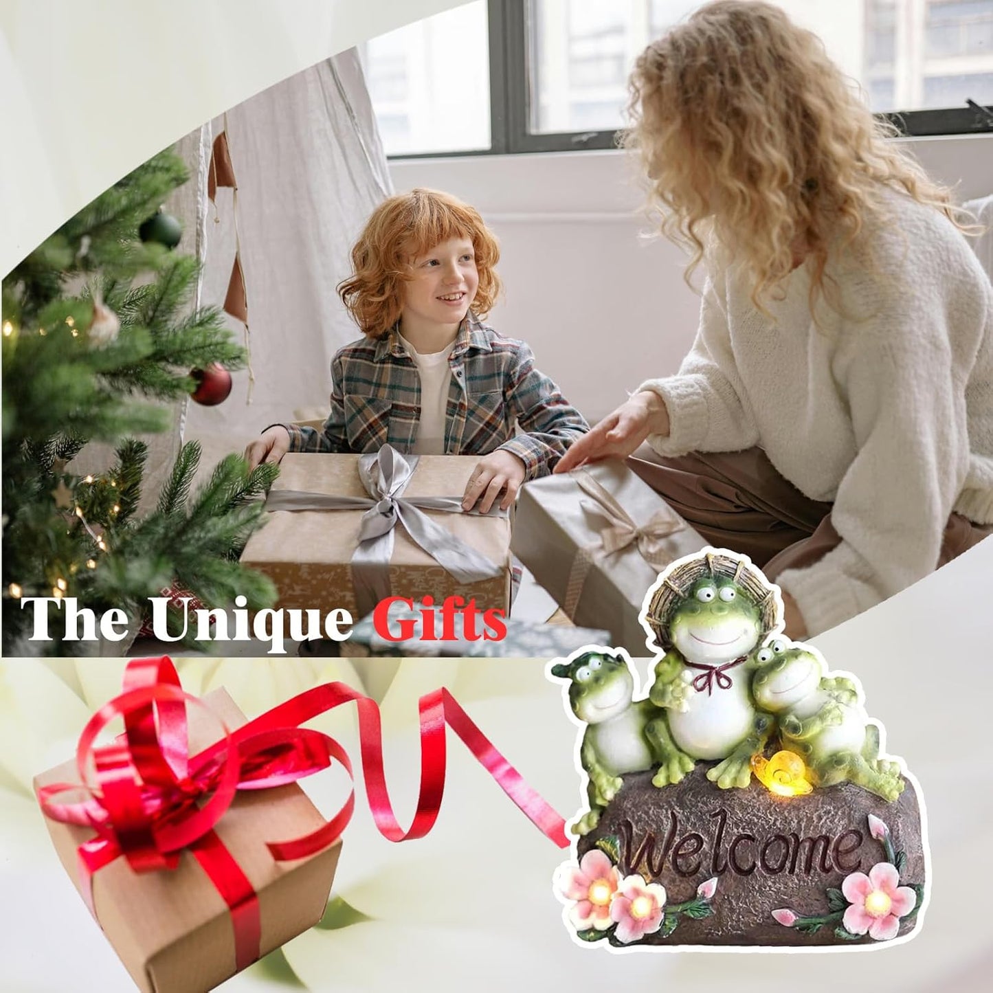 Funny Frog Statues For Garden - 7'' Mothe & Sons Solar Frog Garden Decor Frog Garden Statue For Yard Patio porch Lawn Birthday Christmas Thanksgiving Housewarming Frog Gifts For Women Mother.