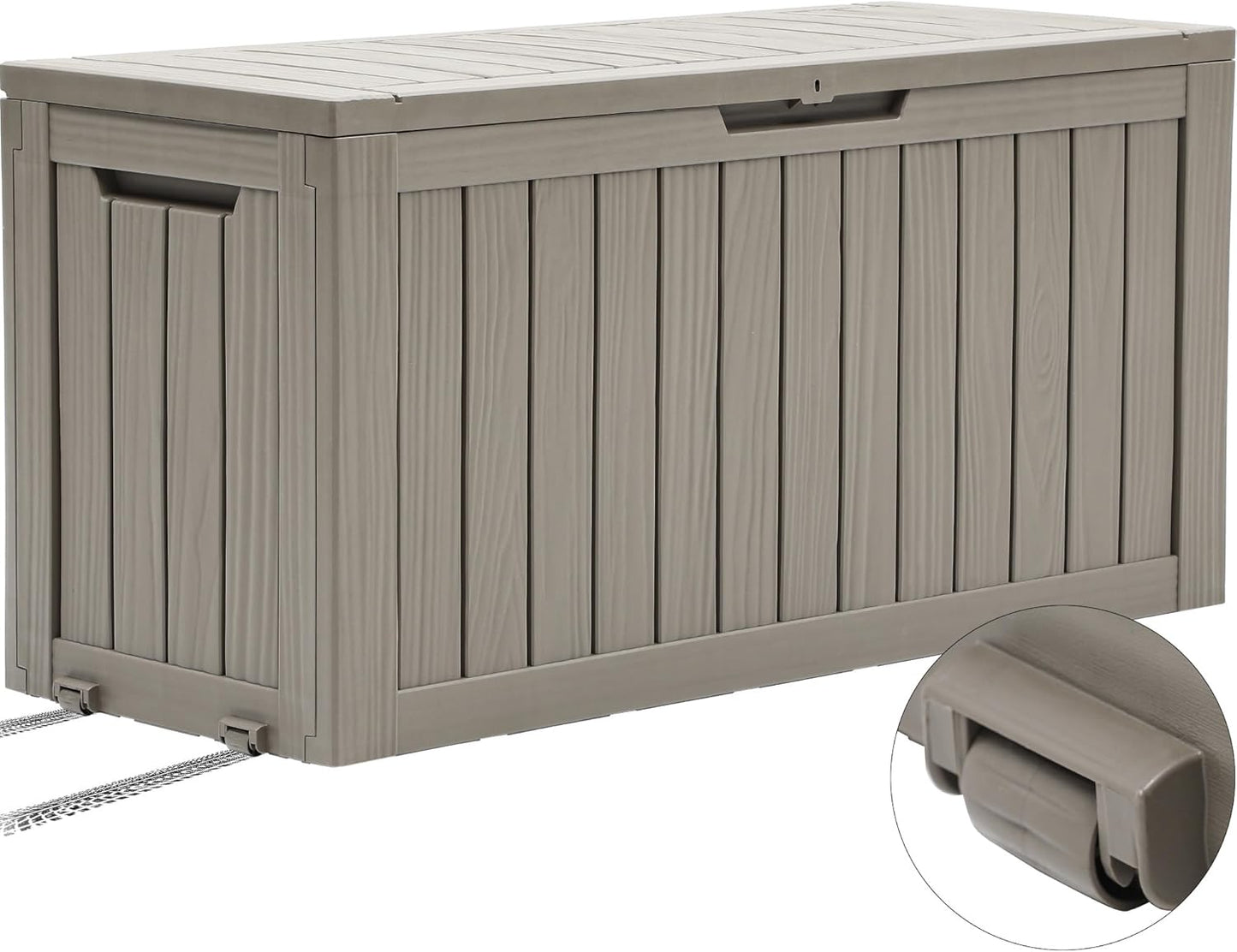 YITAHOME 72 Gallon Outdoor Resin Deck Box with Wheels, Pool Storage Box for Outdoor Cushions, Sports Equipment, Garden Tools, Light Brown