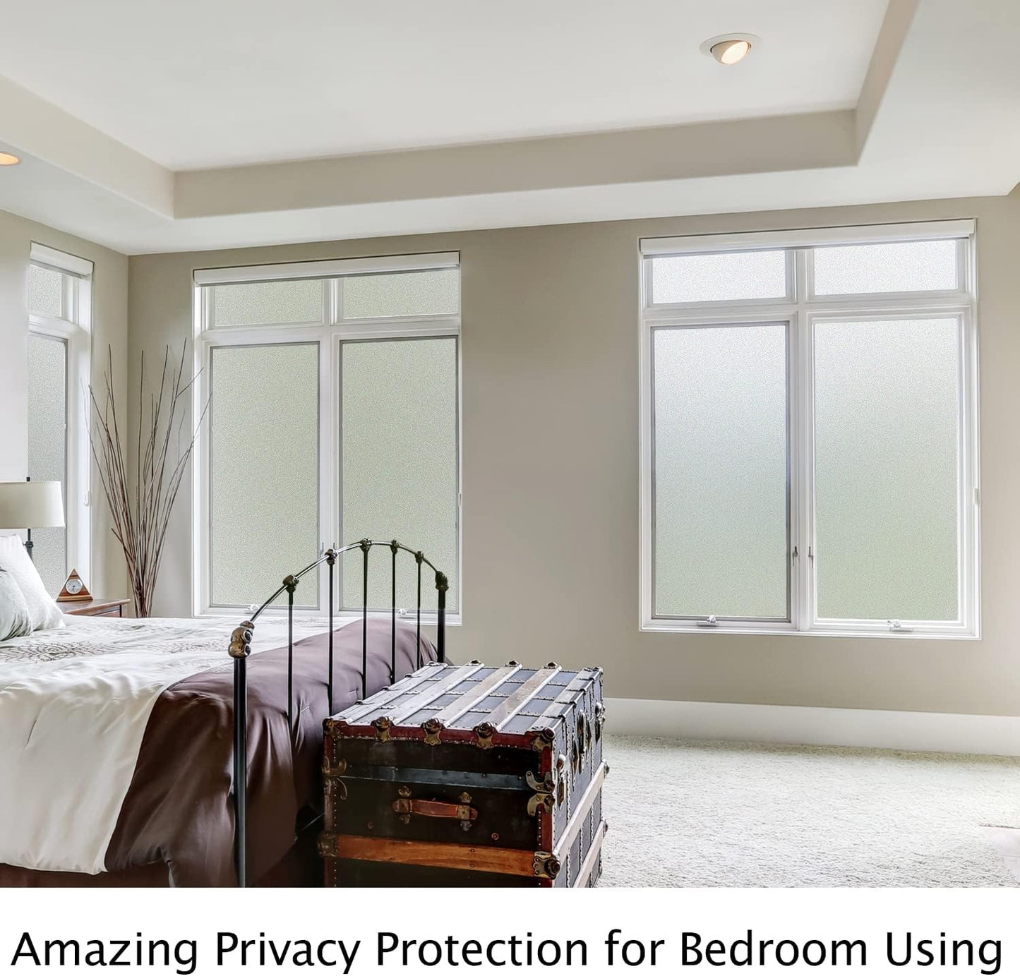 HIDBEA Frosted Window Privacy Film Heat Control UV Blocking, Static Cling Non-Adhesive Reusable Door coverings for Bathroom Home Office (White Frosted 11.8 Inch x 6.5 Feet)