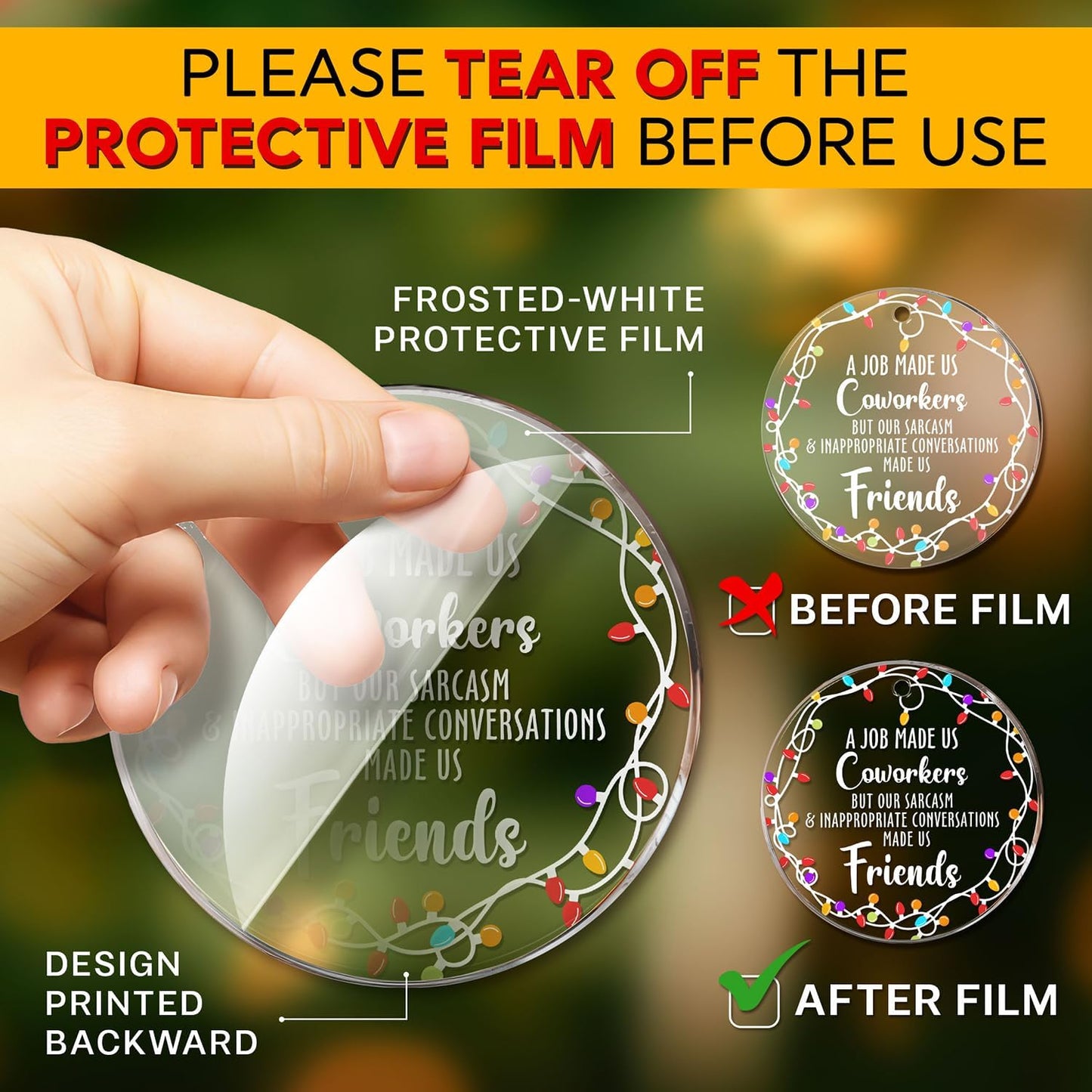 HEXMOZ Coworker Ornament - Christmas Coworkers Gifts for Work Besties, Work Friends - White Elephant, Funny Secret Santa Office Ideas for Women, Men - Acrylic Ornament 2025 Decoration